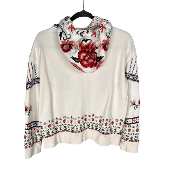 DRIFTWOOD Women's White Floral Embroidered Zipper Sweatshirt Jacket Small - Picture 6 of 6